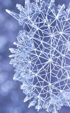 A Delicate, Lacy Snowflake Is Suspended In Midair, Its Six Points Splayed Out Like The Petals Of A Flower. The Fractal Geometry Of Its Surface Is Intricate And Beautiful, Caught In Sharp Relief By The