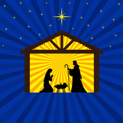 Wall Mural - Christmas Nativity Scene. Greeting card background. Vector EPS10.