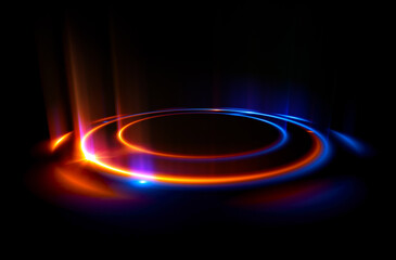 Wall Mural - glow swirl light effect. circular lens flare. abstract rotational lines. power energy element. lumin