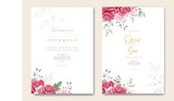 Fototapeta Tulipany - Elegant wedding card design with beautiful roses  template
