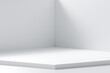 © Lemonsoup14 - White room corner empty interior wall design on modern floor light indoor 3d home background of blank space perspective creative studio stage concept or simple presentation showroom display backdrop.