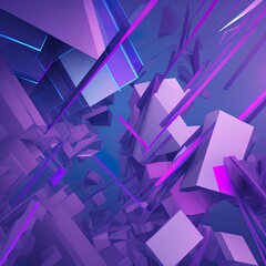 Poster - 3d rendering of purple and blue abstract geometric background. Scene for advertising, technology, showcase, banner, game, sport, cosmetic, business, metaverse. Sci-Fi Illustration. Product display