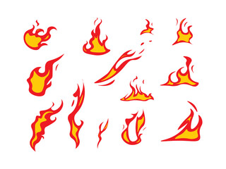 Fototapete - Fire flame collection flat cartoon style