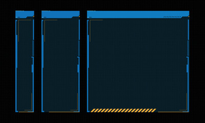 Hud frames futuristic text box border frame scifi digital screen hologram panel vector