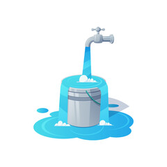 illustration fill the bucket until it overflows. vector image.