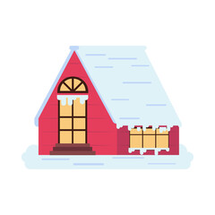 Sticker - winter cozy house front