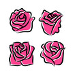 Rose flower illustration. Rose flower icon. Rose vector line art. Flower simple sign.
