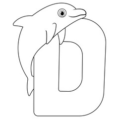 Canvas Print - Illustration of D letter for Dolphin