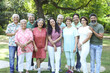 © GAJENDRRA BHATI  - Group of  happy Retired Senior mature  men and women standing together in summer park. Togetherness, Elderly people. South asian Ethnicity.