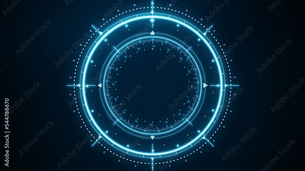 Motion graphic of futuristic analysis process.Light blue futuristic ...