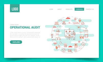 Wall Mural - operational audit concept with circle icon for website template or landing page homepage