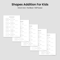 Shape Addition Worksheet For Kids.Counting and Math Worksheet for Preschool Children.Educational printable math worksheet.
