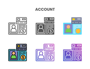 Wall Mural - Credit Card Account icon set style ouline, glyph, flat color and gradient. Vector Illustration for Graphic Design Element. Isolated on white background