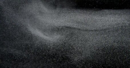 Wall Mural - Organic cloudy system of dust particles on black screen overlay. Filmed with RED camera in slow motion. Abstract shapes background.