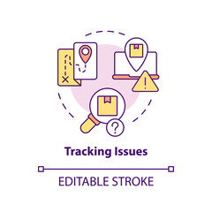 Wall Mural - Tracking issues concept icon. Monitoring shipping way. Traditional mail drawbacks abstract idea thin line illustration. Isolated outline drawing. Editable stroke. Arial, Myriad Pro-Bold fonts used