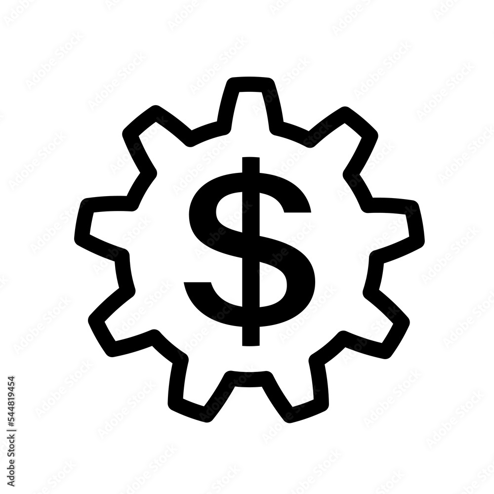The dollar sign in the gear icon in a flat style. The symbol of the ...