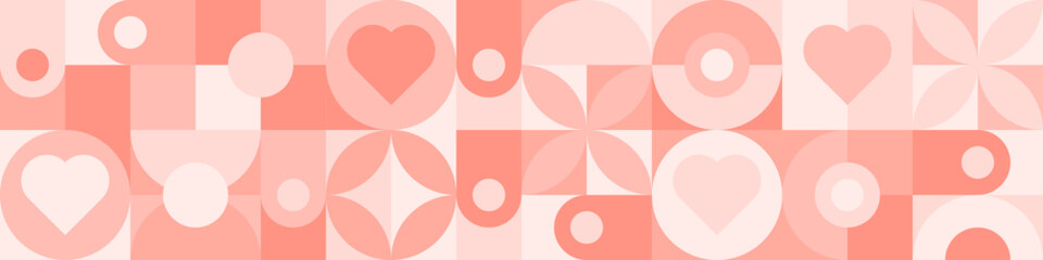 Wall Mural - seamless pink background for mother's day card template. trendy geometric shapes with circles, squar