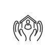 Homeless shelter charity line icon