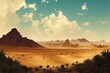 An oasis in the desert, a paradise, digital painting.