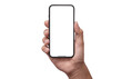 Smartphone hand PNG - clipping path , Studio shot of Smartphone  with blank phone screen for Infographic Global Business web site design app