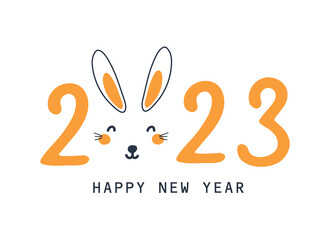 Wall Mural - christmas banner with cute rabbit. vector illustrations