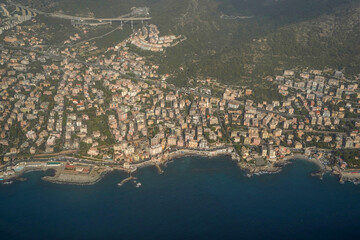 Wall Mural - genoa italy aerial panorama landcape from airplane