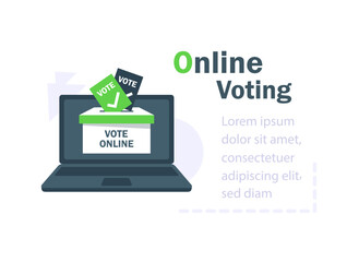 Wall Mural - Vote ballot going into a box in laptop screen. Online, electronic voting concept. Your vote matters concept