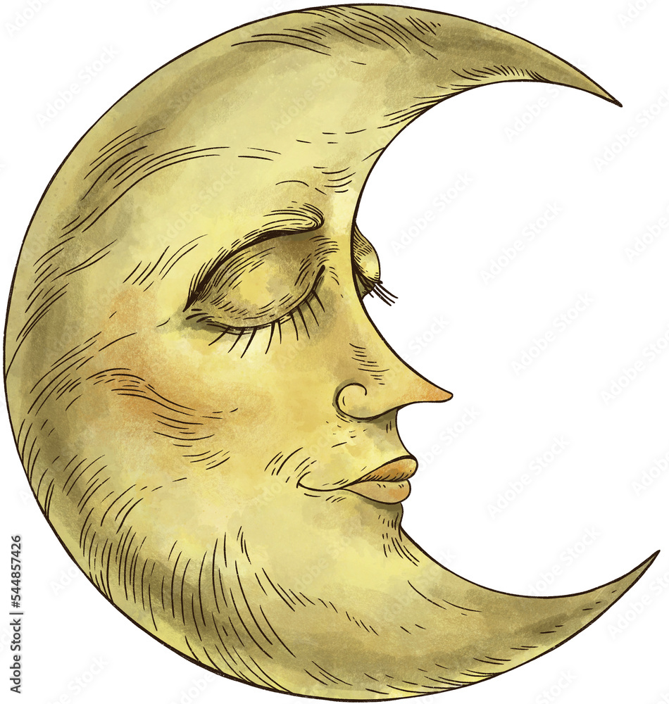 Moon Face Transparent PNG Stock Illustration | Adobe Stock