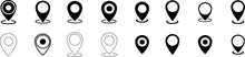 Location Pin Icon. Map Pin Place Marker. Location Icon. Map Marker Pointer Icon Set. GPS Location Symbol Collection. Flat Style - Stock Vector.	
