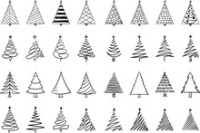 Various Christmas Tree Silhouettes.	