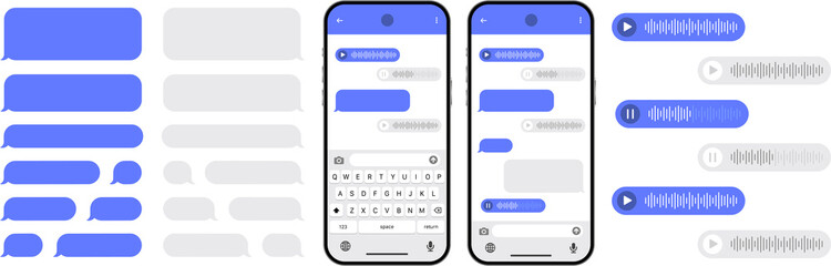 Wall Mural - messenger chat screen. smartphone chatting sms template bubbles. sms chat composer. sms template bub