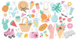© gala.draw - Summer elements set. Modern summertime lifestyle illustration