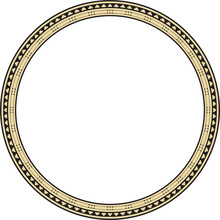 Vector Round Gold And Black Seamless Classic Byzantine Ornament. Infinite Circle, Border, Frame Ancient Greece, Eastern Roman Empire. Decoration Of The Russian Orthodox Church..