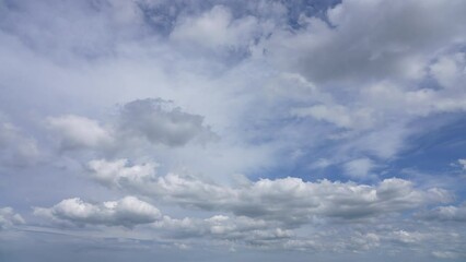 Wall Mural - beautiful clear blue sky with white fluffy clouds. 4k stock video time-lapse of amazing peaceful sun