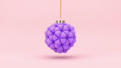 Poster - Abstract 3d art with winter Christmas balls ornaments design. seamless loop animation.