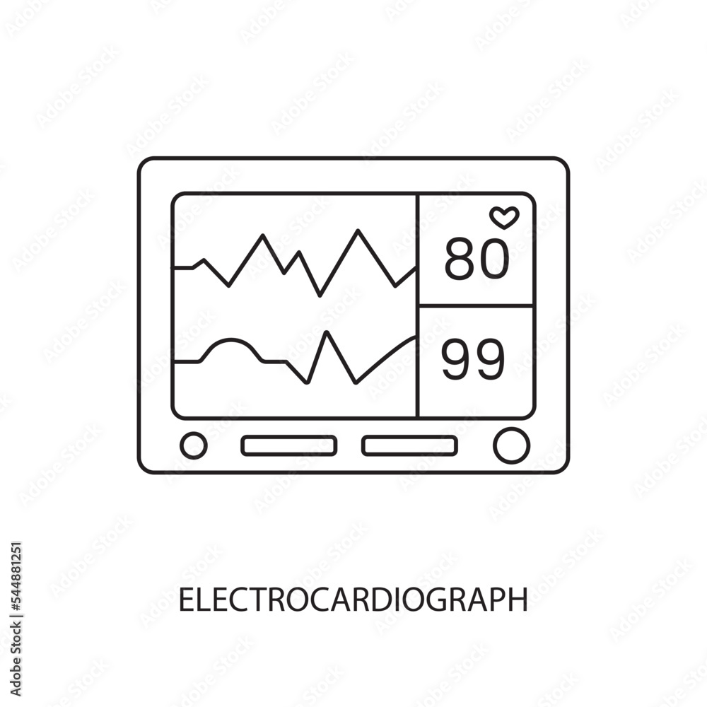 Electrocardiogram line icon in vector, illustration of medical ...
