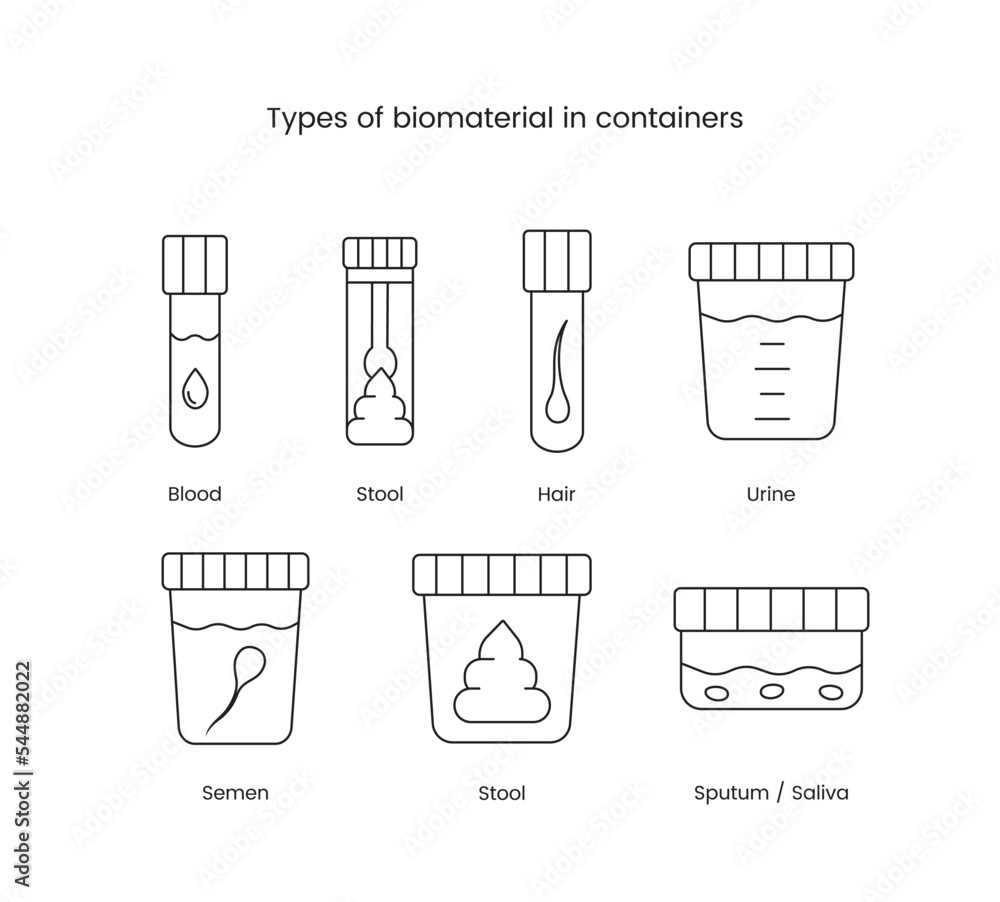 Containers with biomaterial a set of line icons in vector ...