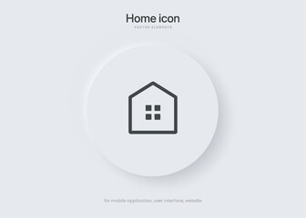 Poster - Minimal modern home, homepage, base, main page, house push button icon emblem symbol, sign. 3d blue home icon. Mobile app icons. Device UI UX mockup. Isolated vector elements.