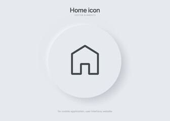 Poster - Minimal modern home, homepage, base, main page, house push button icon emblem symbol, sign. 3d blue home icon. Mobile app icons. Device UI UX mockup. Isolated vector elements.