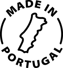 Made in Portugal icon. Black outline rounded isolated product label icon tag stamp vector on transparent background