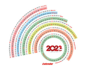 Canvas Print - 2023 Calendar Happy New Year Circle Design Pattern.