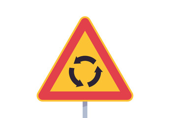 Wall Mural - Roundabout traffic road sign and traffic signs on city road transportation simple concept flat illustration.	
