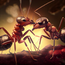 Two Fighting Ants