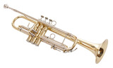 Fototapeta Tulipany - Shiny new metallic brass trumpet