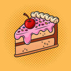 Poster - piece of cake pinup pop art retro vector illustration. Comic book style imitation.