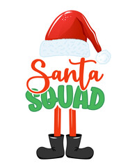 Wall Mural - Santa Squad - phrase for Christmas baby, kid clothes or ugly sweaters. Hand drawn lettering for Xmas greetings cards, invitations. Good for t-shirt, mug, gift, printing press. Santa's Little Helper.