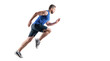 © be free - sportsman runner running wearing sportswear, copy space. motion photo of sportsman