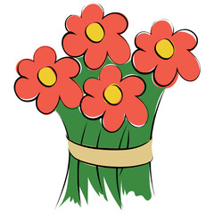 Sticker - Bouquet Hand Drawn Sketchy Vector Icon