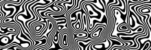 Vector Background With Black And White Liquid Stripes. Banner For Channel Header. Abstract Geometric Illustration