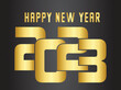 Golden Up and Down style Font Happy New year 2023